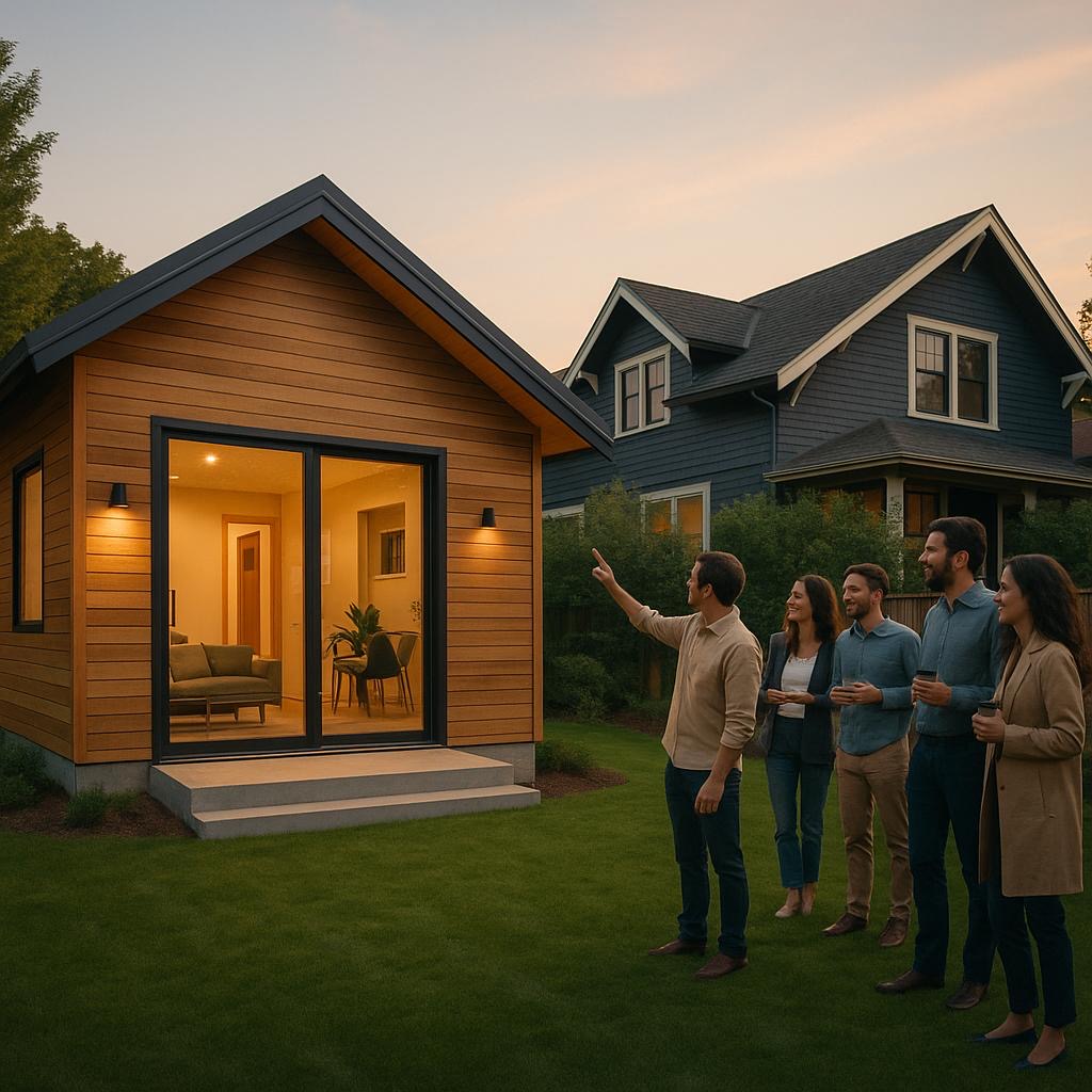 DADU project exterior with team viewing